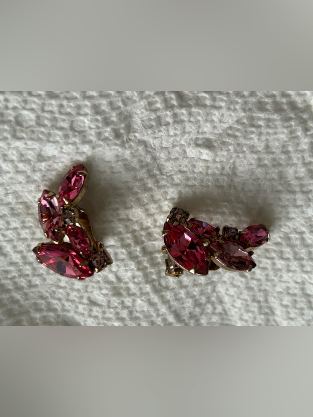 Vintage Pink Crystal Cluster Clip-On Earrings